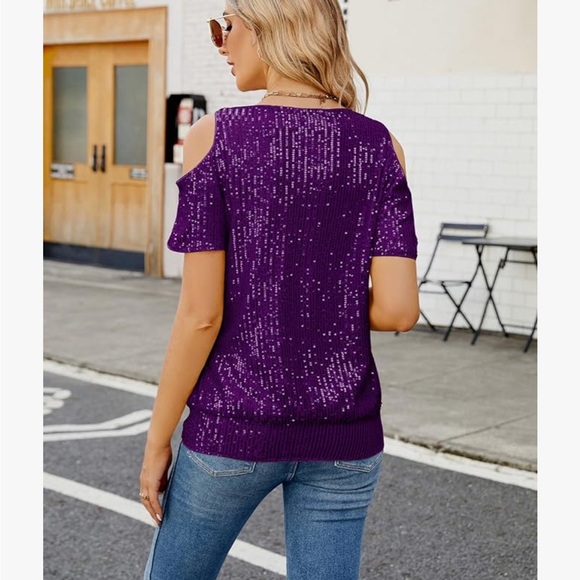 Jasambac XL Purple sequin peek a boo shoulder - Picture 7 of 9